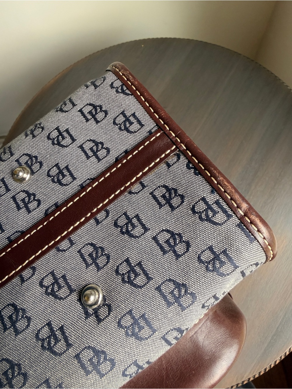 Dooney & Bourke Signature DB Double Pocket Tote w/ Matching Pouch, Pre-Owned - Picture 8 of 15